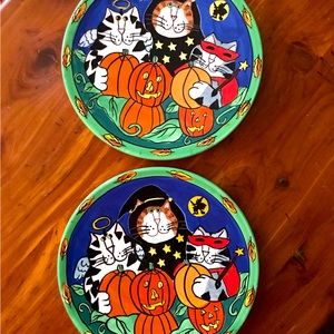 Candace Reiter Halloween Catzilla 8 inch Plates